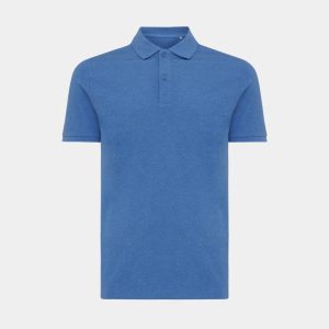 Iqoniq Yosemite recycled cotton pique polo, heather blue