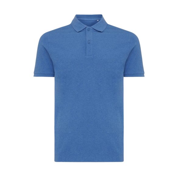 Iqoniq Yosemite recycled cotton pique polo, heather blue