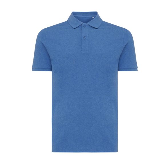 Iqoniq Yosemite recycled cotton pique polo, heather blue