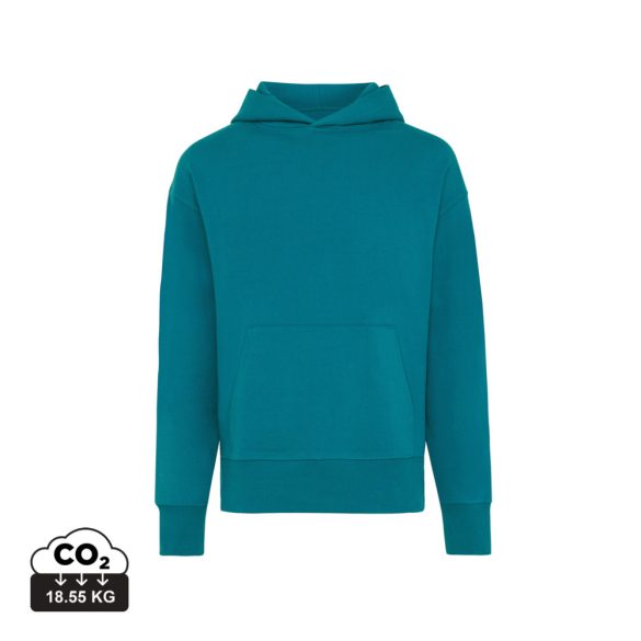 Iqoniq Yoho recycled cotton relaxed hoodie, verdigris