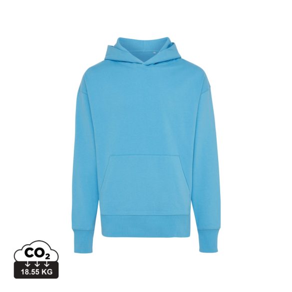 Iqoniq Yoho recycled cotton relaxed hoodie, blue