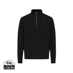 IQONIQ Elgon recycled cotton quarter zip sweater, black
