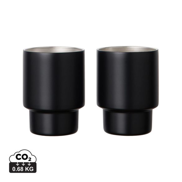 VINGA Nagano RCS  recycled SS mugs, set of 2, black