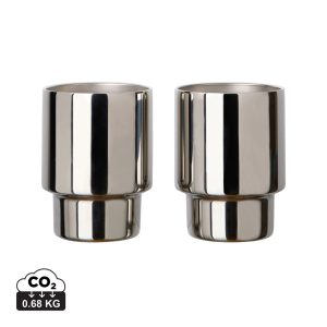VINGA Nagano RCS  recycled SS mugs, set of 2, reflecting