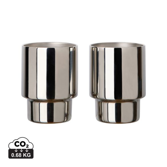 VINGA Nagano RCS  recycled SS mugs, set of 2, reflecting