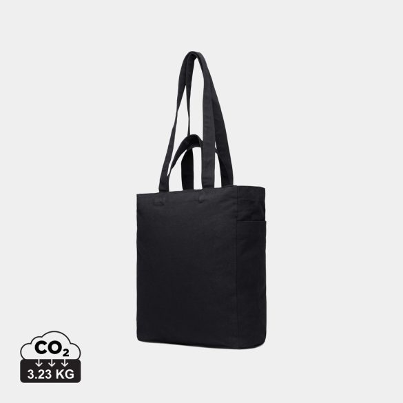 VINGA Hilo AWARE™ recycled canvas zip tote, black