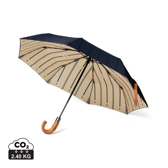 VINGA Bosler AWARE™ recycled pet 21" foldable umbrella, navy